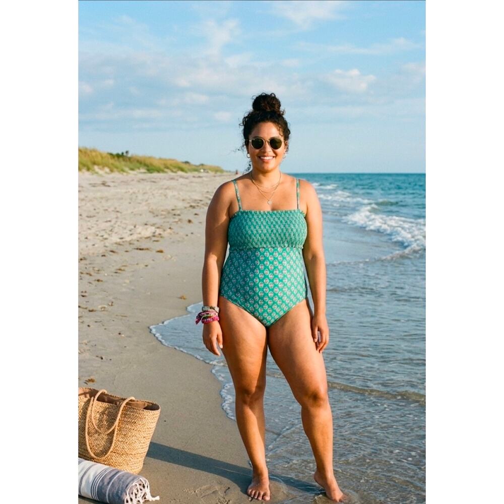 J.Crew Smocked One-Piece Swimsuit Vibrant Tropical Fruit Print 2X